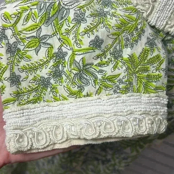 Calypso St. Barth Beaded Embroidered Flare Sleeve Floral Tunic Top Size Medium - Picture 5 of 10